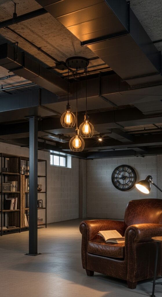 Painted Exposed Ductwork in Matte Black