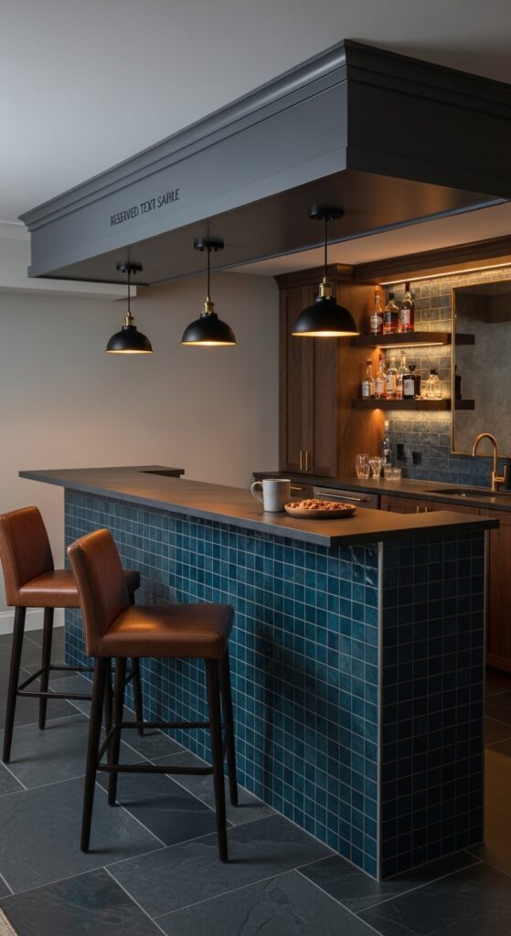 Box Soffit Framed Around a Basement Bar Canopy