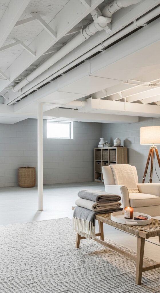 Bright White Ceiling Paint to Make Low Ceilings Feel Taller