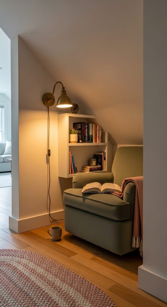 Create a Reading Nook in the Knee-Wall Alcove Beneath the Roofline