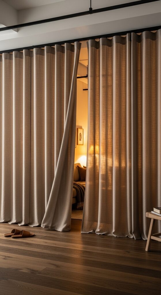 Curtain Room Divider on Ceiling Track