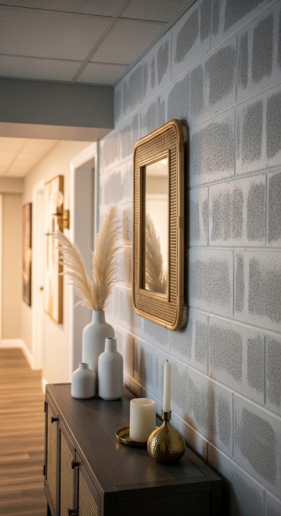 DIY Painted Brick Basement Wall