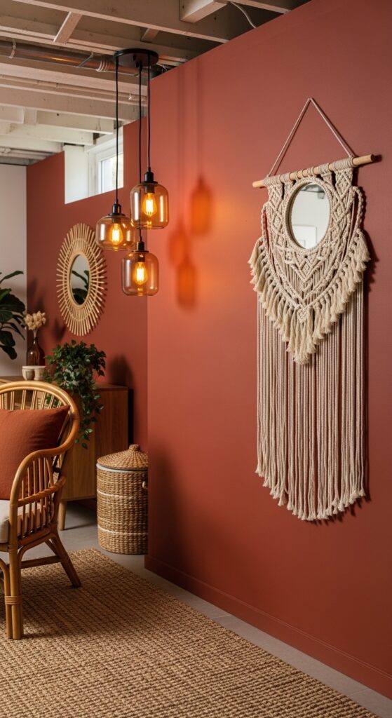 Deep Terracotta Masonry Paint for a Warm Earthy Basement Feel