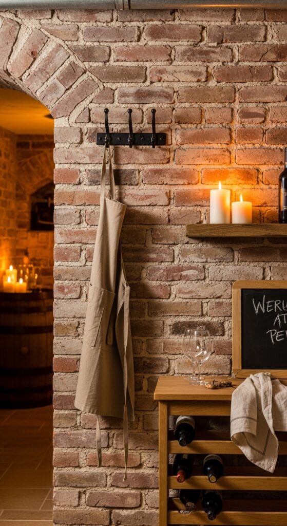 Exposed Brick Lime Wash Technique for Vintage Basement Walls