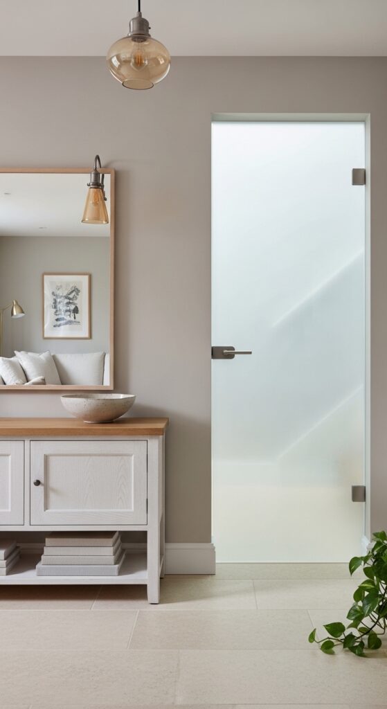 Frosted Glass Panel Door for Light-Starved Hallways