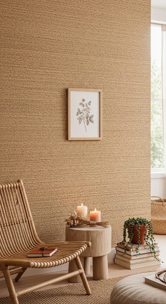 Grasscloth Textured Panel Wallcovering