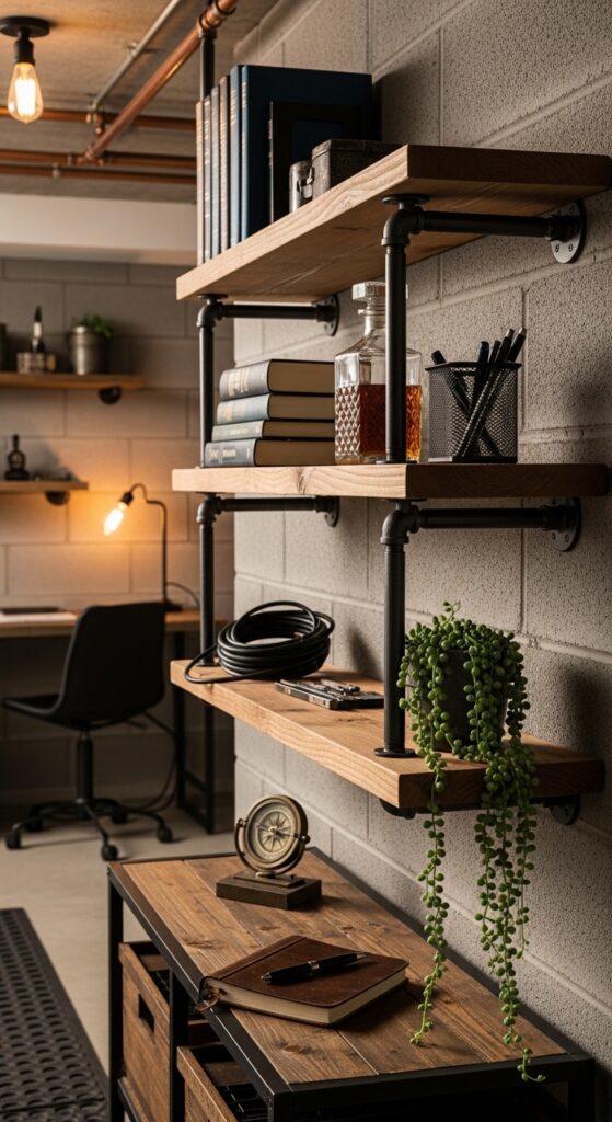 Industrial Pipe Shelving Unit