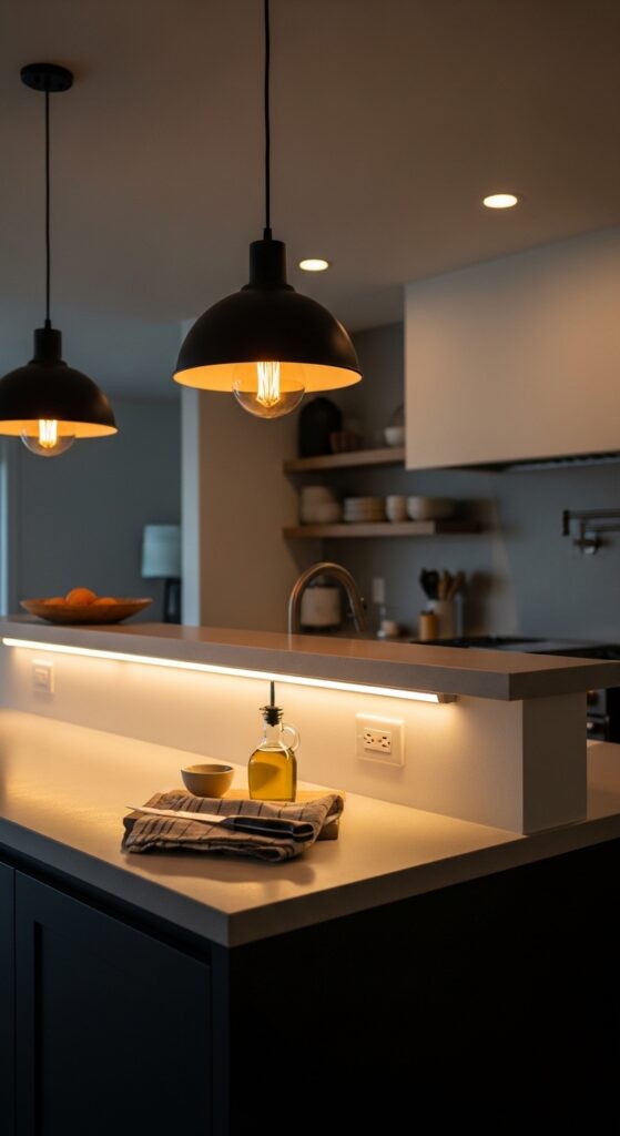Kitchen Lighting in Three Distinct Zones