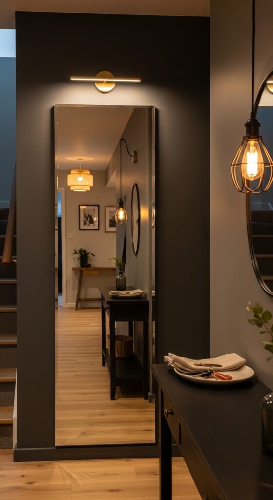 Mirrored Door Panel for Narrow Entry Corridors