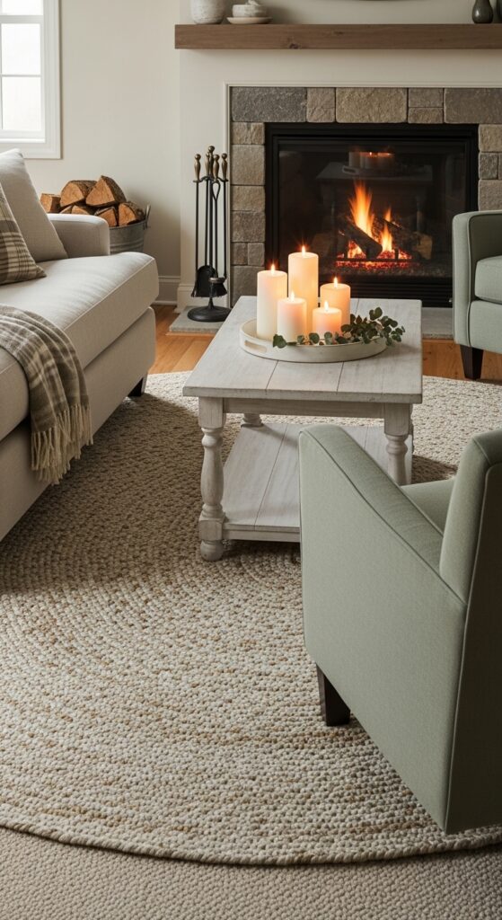 Position the Sofa to Face the Fireplace at a 45-Degree Angle