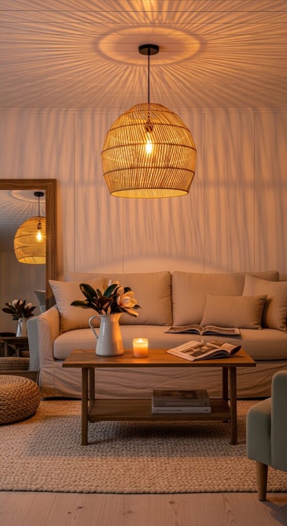 Pull the Living Room Layout Together with One Statement Ceiling Light