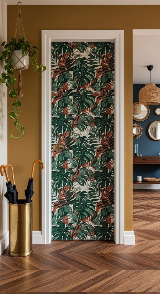 Wallpapered Door Panel for a Bold Design Statement