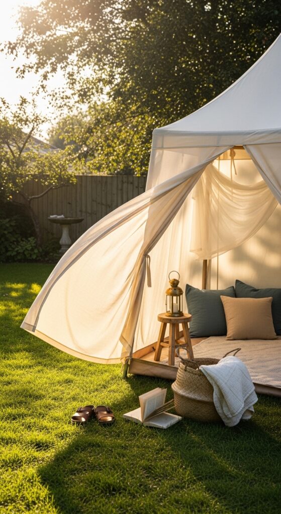Canopy Tent Corner with Flowing Curtains