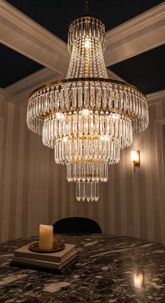 Crystal Chandelier as a Centerpiece Statement