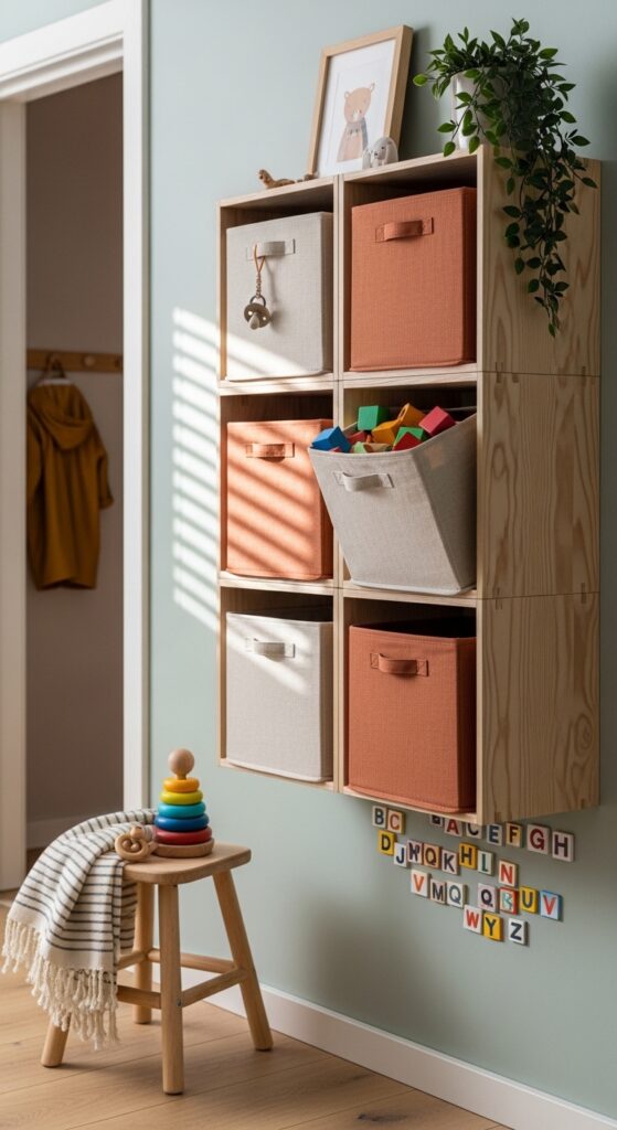 Floating Cube Shelves in a Grid Pattern