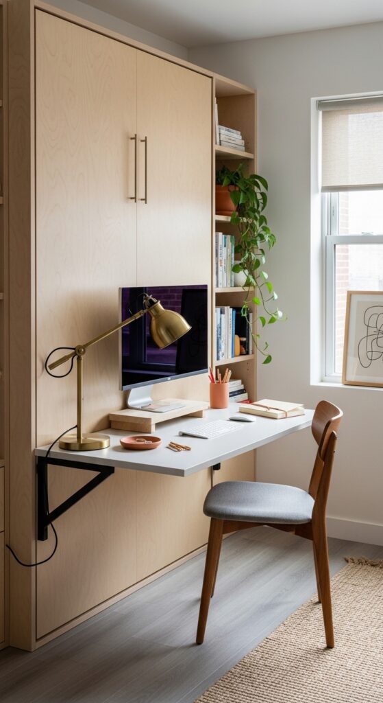 Murphy Bed with Built-In Desk Underneath