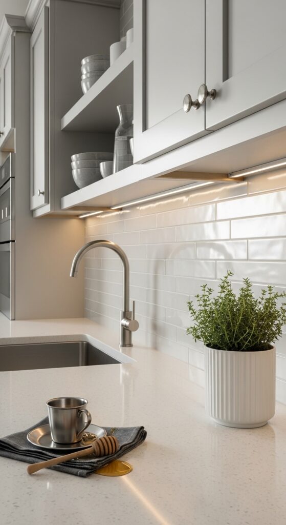 Elongated Subway Tile in Soft Gray