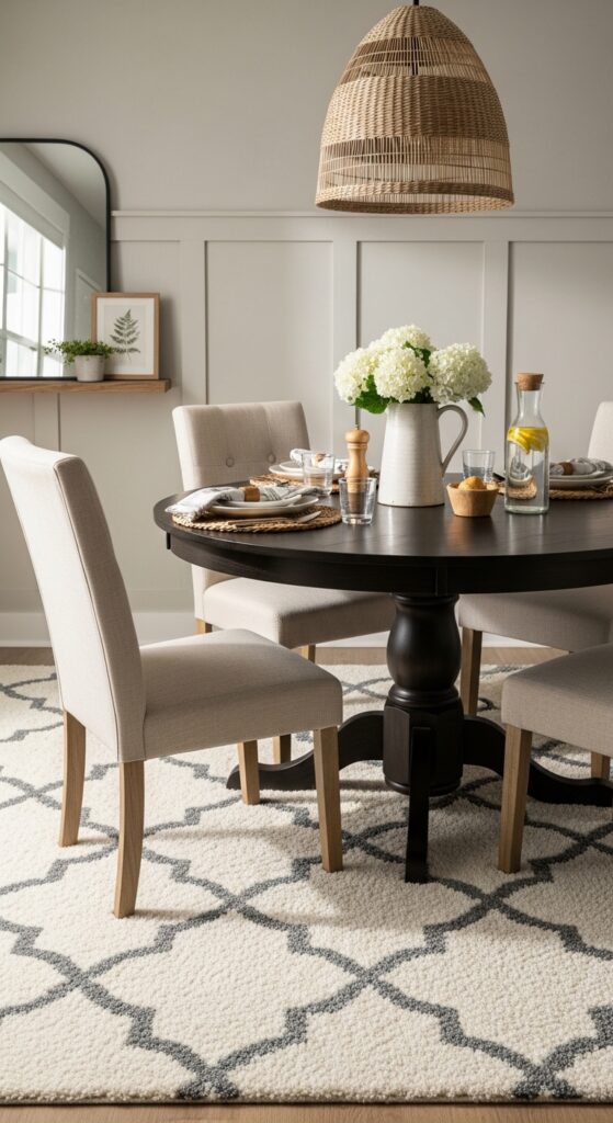 Moroccan Trellis Rug in Cream and Gray