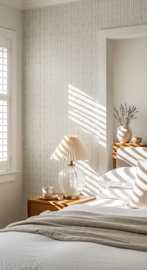 Peel-and-Stick Wallpaper in Subtle Linear Geometric Print