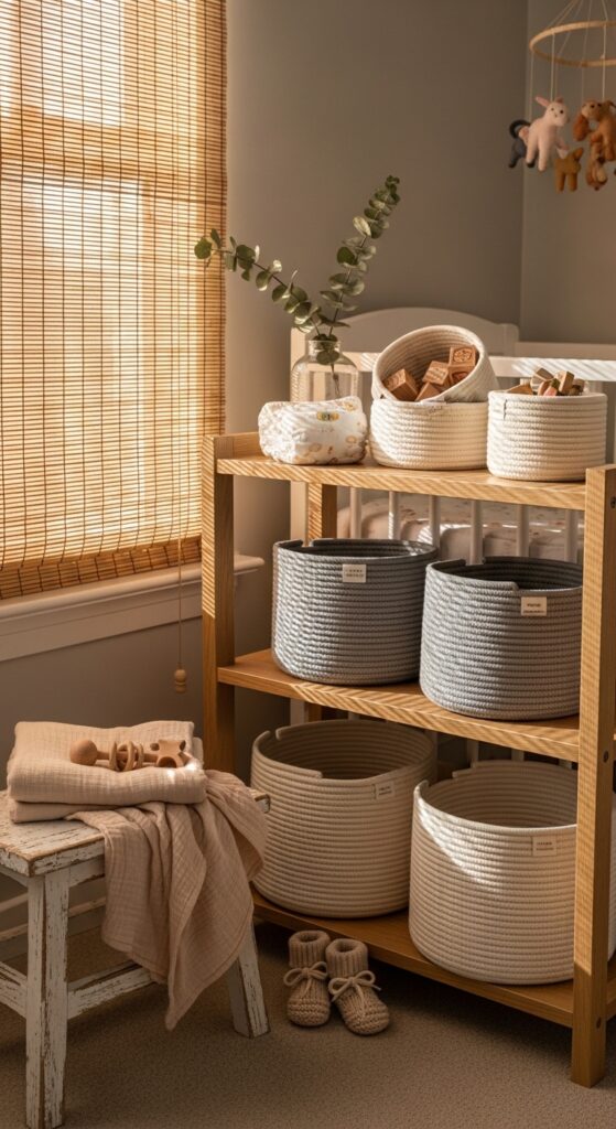 Rope Basket Collection on Open Shelving