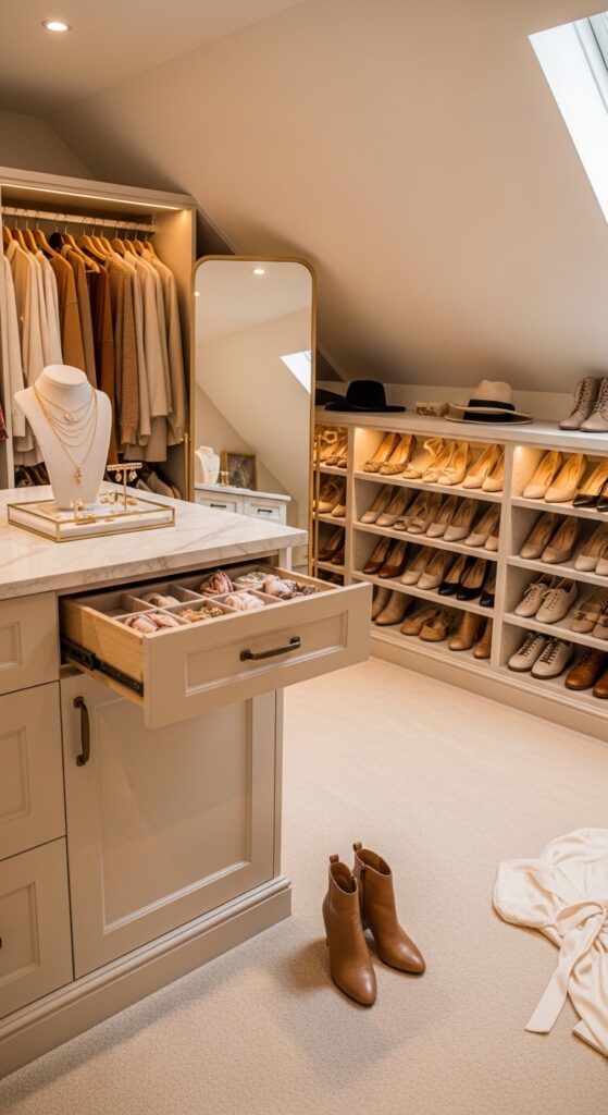 Walk-In Closet Dressing Room With Center Island