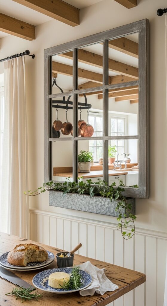 Window-Style Mirror with Divided Panes