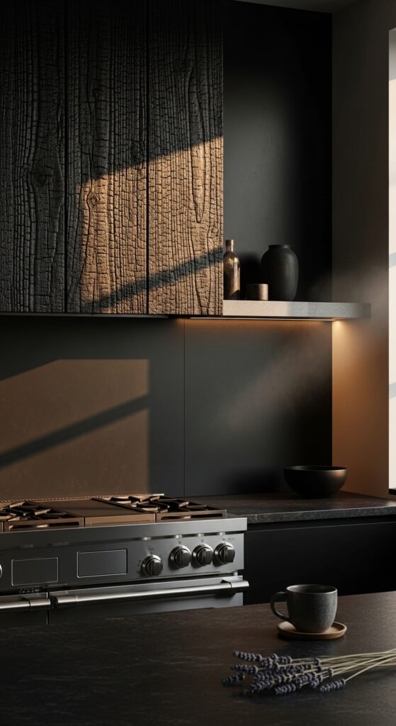 Charred Shou Sugi Ban Wood Hood Panels