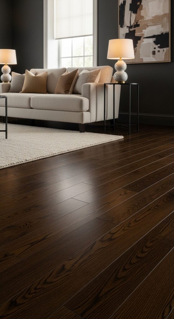 Espresso Wood Floors with Charcoal Walls