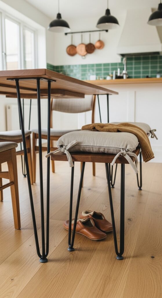 Hairpin Leg Dining Bench for Casual Seating