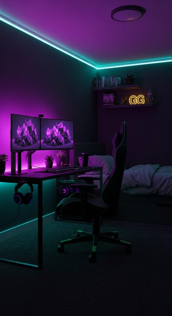 Neon Gamer Glow Setup Room
