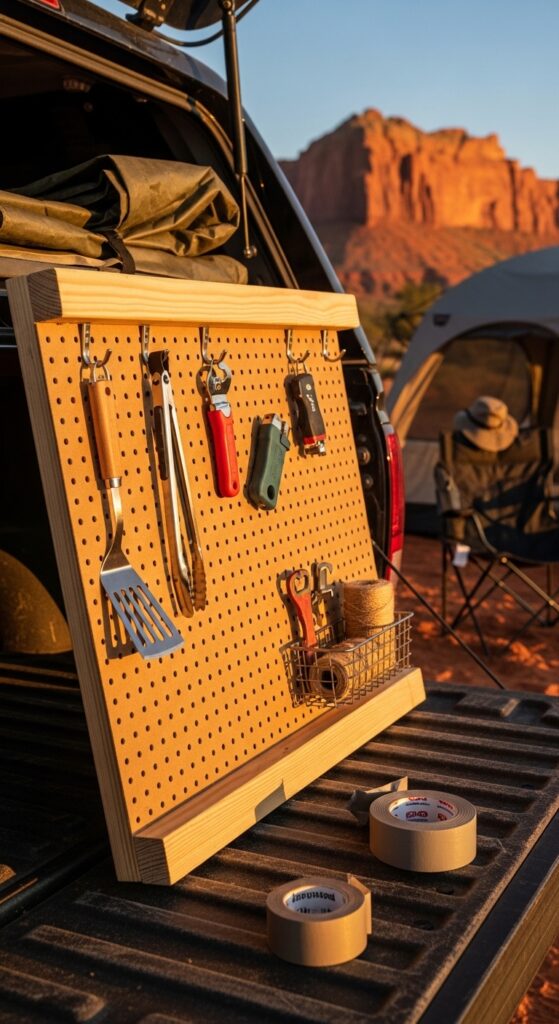 Pegboard Tool Wall Behind the Tailgate