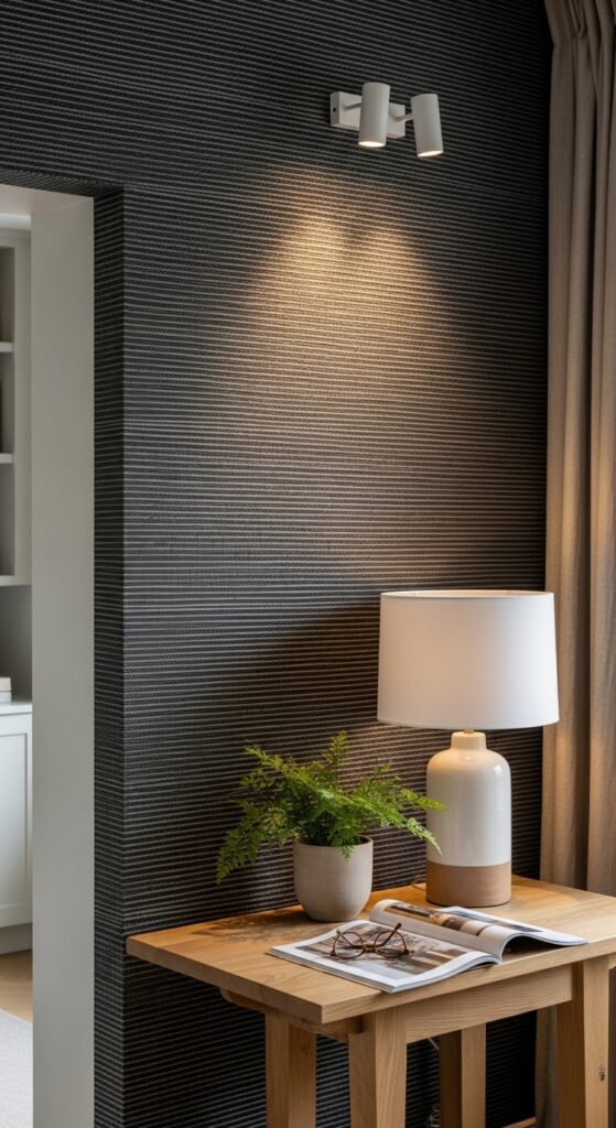Dark Gray Grasscloth Wallpaper for Textured Walls
