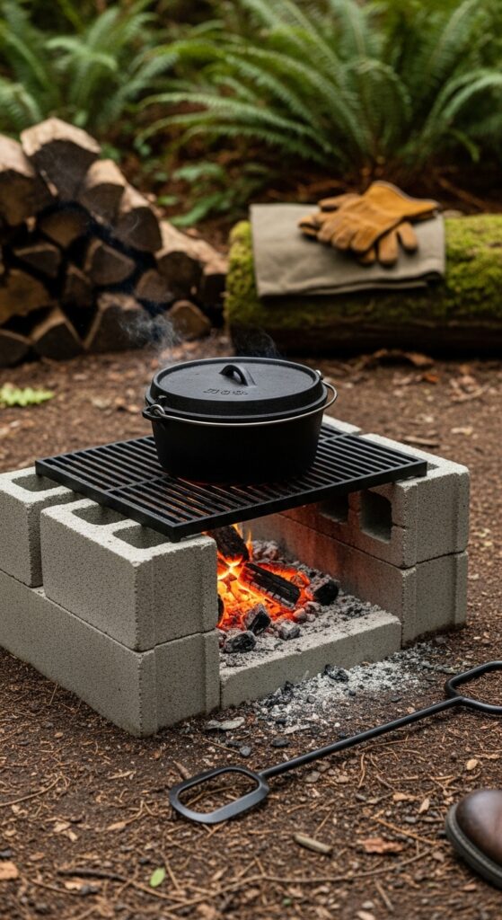 Dutch Oven Table from Cinder Blocks
