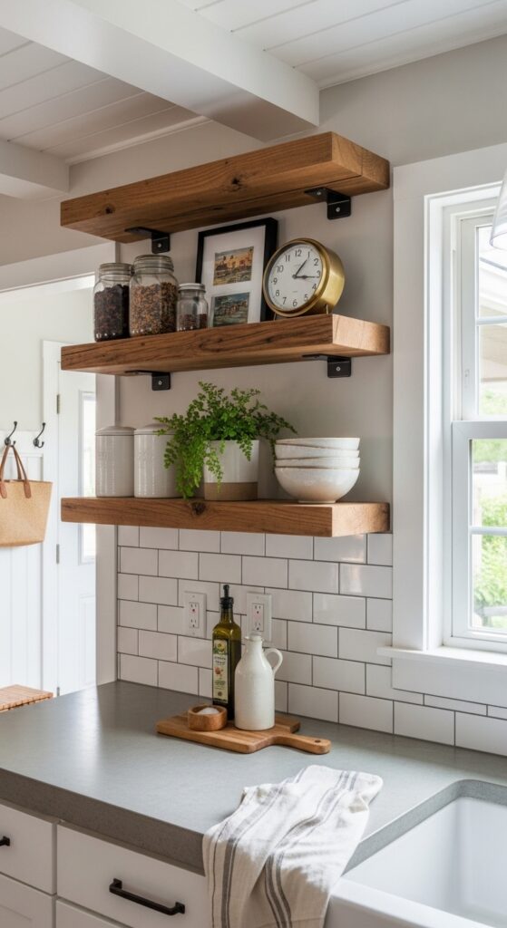 Floating Shelf Replacement for Bulky Upper Cabinets