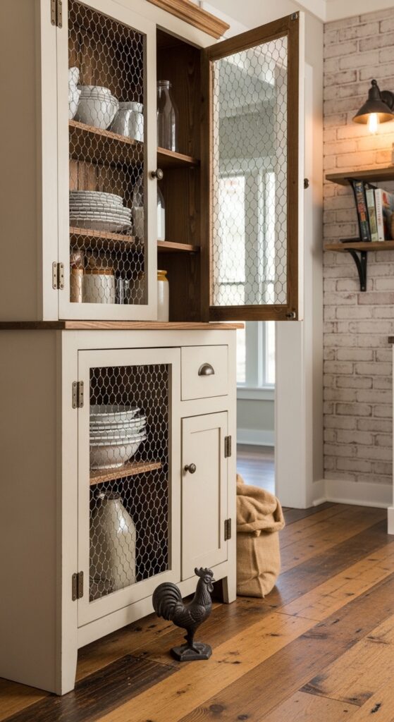 Pantry Door-Mounted Fold-Down Hutch Shelf