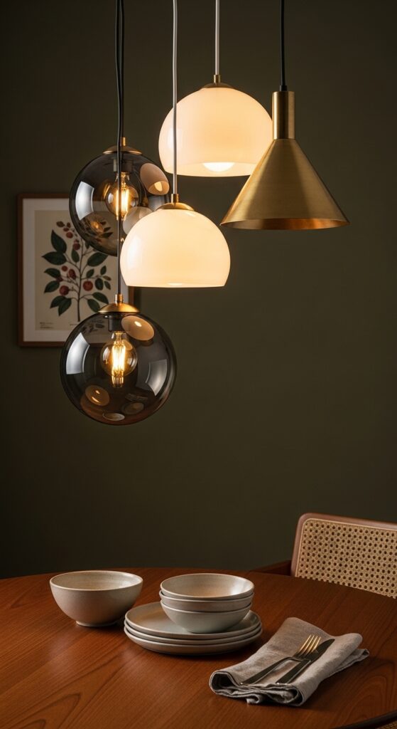 Statement Pendant Cluster Over a Round Table
