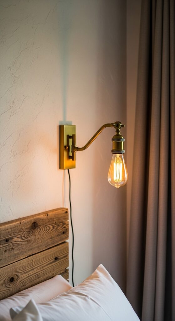 Vintage Brass Wall Sconces with Exposed Bulbs