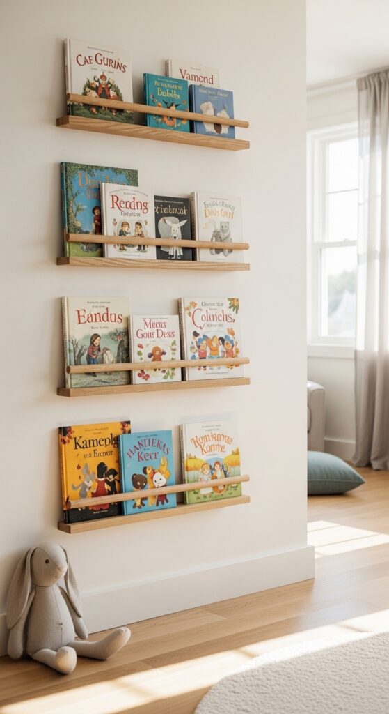 Wall-Mounted Bookshelves at Kid Height