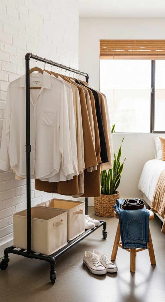 Open Clothing Rack with Matching Hangers