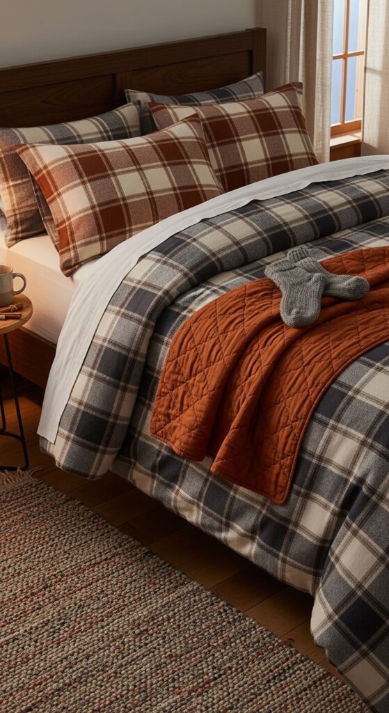 Plaid Flannel Bedding in Muted Earth Tones