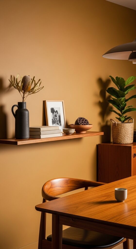 Single Statement Shelf with a Curated Dining Vignette