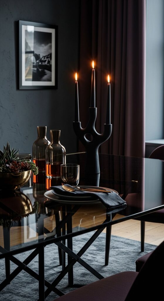 Smoked Glass Dining Table for Dark Glamour