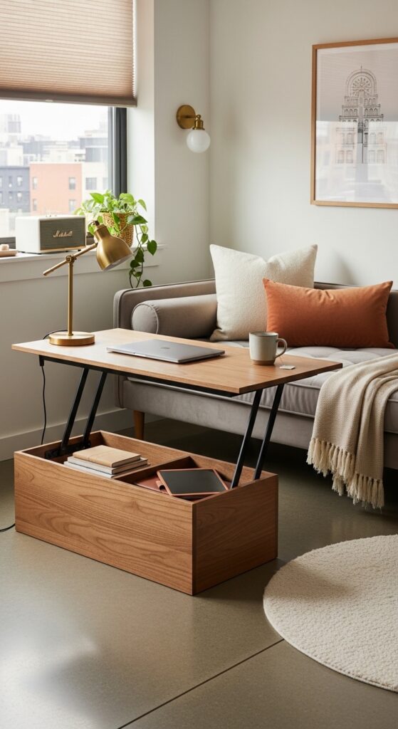Convertible Coffee Table That Rises to Desk Height