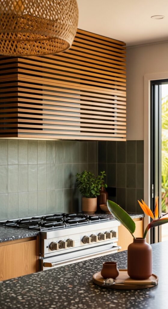 Teak Slat Horizontal Ventilation Hood