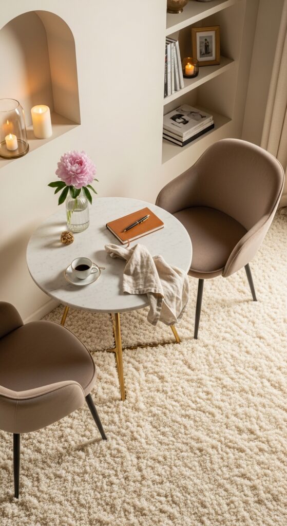 Thick Shag Rug for Luxurious Small Dining Nooks