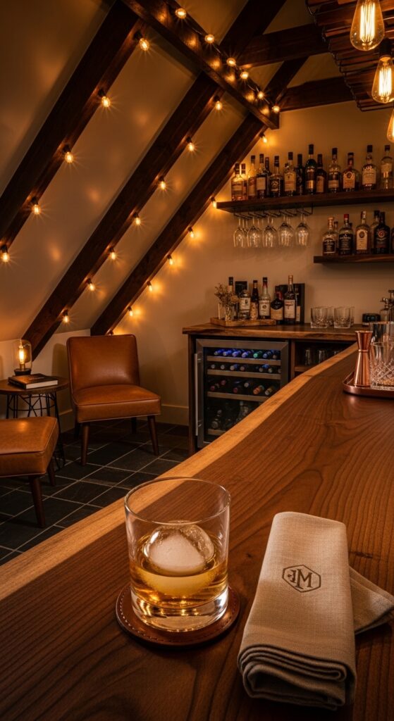 Bar And Entertainment Lounge With Mini Fridge
