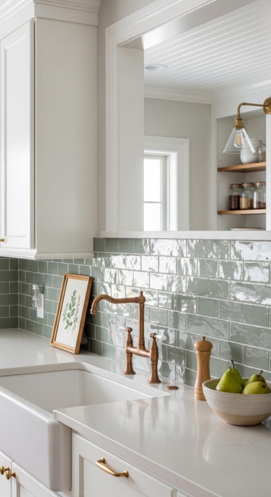 Glazed Ceramic in Soft Sage Green