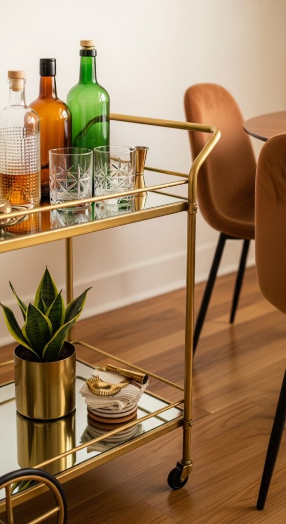 Retro Bar Cart as a Dining Room Accent