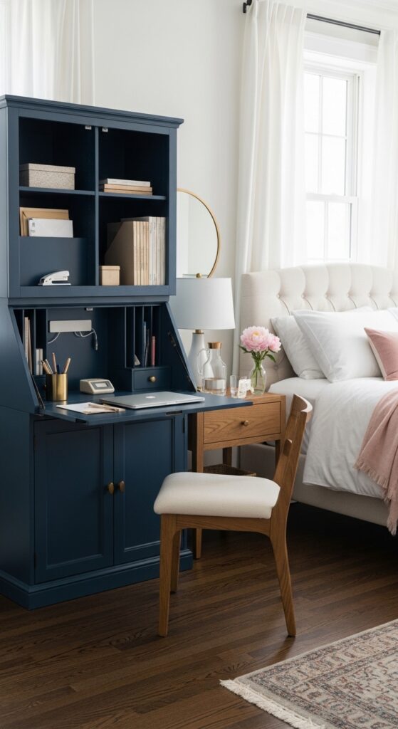 Secretary Desk That Closes to Hide Work Clutter