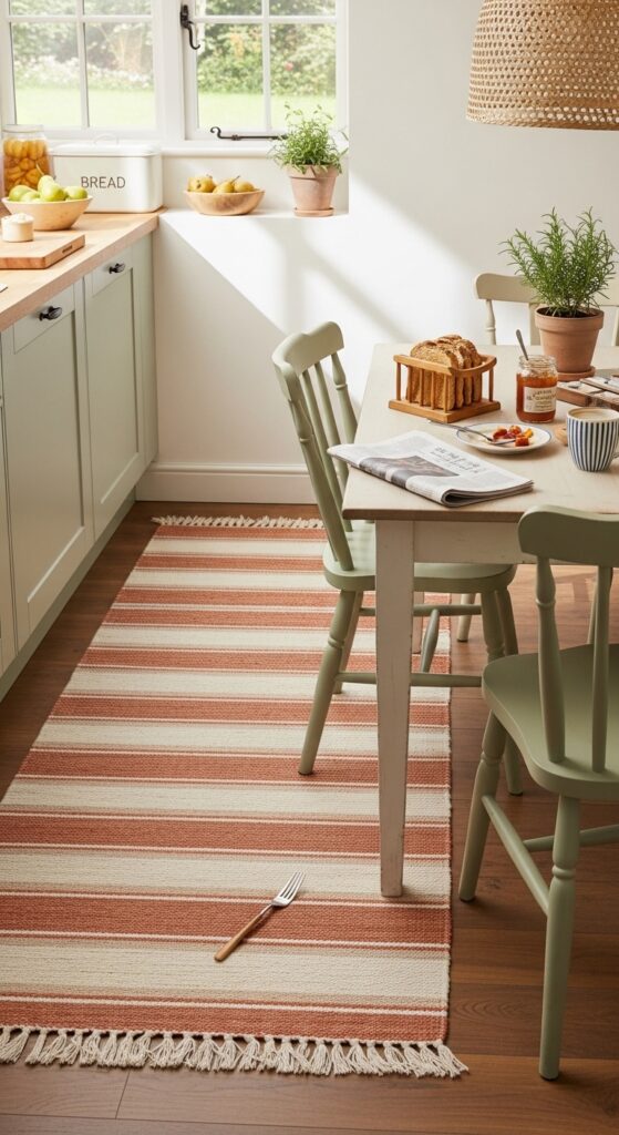 Striped Dhurrie Rug for Casual Everyday Dining